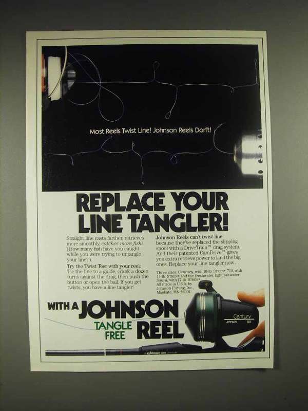 1985 Johnson Century reel Ad - Replace Line Tangler - £14.48 GBP