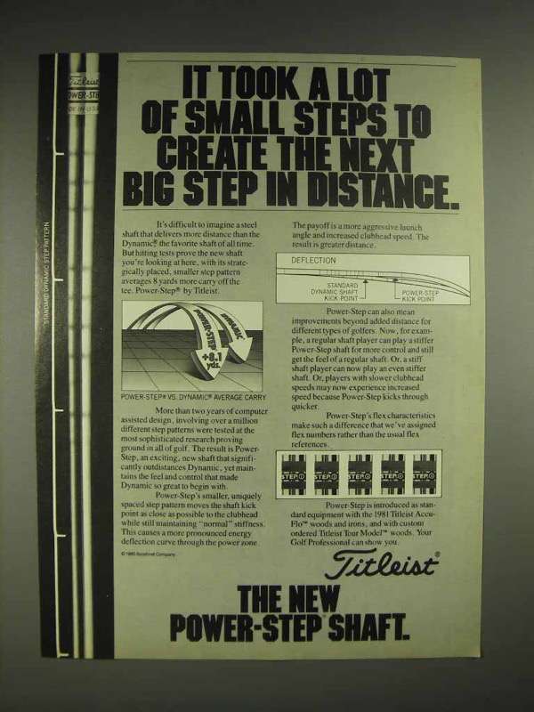 1980 Titleist Power-step Shaft Ad - Next Big Step - $18.49