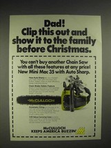 1976 McCulloch Mini Mac 35 chainsaw Ad - Clip This Out - £14.54 GBP