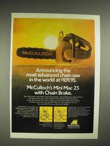 1975 McCulloch Mini Mac 25 chainsaw Ad - Most Advanced - £14.54 GBP