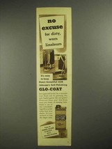 1937 Johnson&#39;s Glo-Coat Wax Ad - For Dirty Linoleum - £13.99 GBP