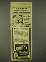 1945 Clorox Bleach Ad - Make Linens Last Longer - £14.54 GBP