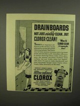 1941 Clorox Bleach Ad - Drainboards Not Just Clean - £14.77 GBP