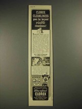 1941 Clorox Bleach Ad - Beyond Visible Cleanliness - £14.65 GBP