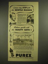 1940 Purex Bleach Ad - Linens Stay New - $18.49
