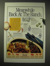1990 Beef Ad - Meanwhile Back At The Ranch - $18.49