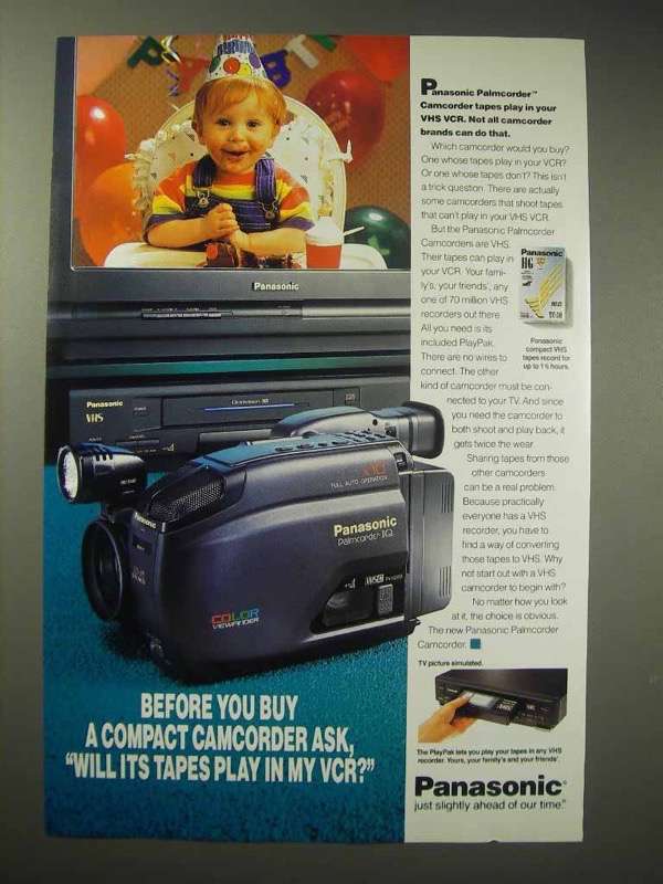 Primary image for 1993 Panasonic Palmcorder IQ Camcorder Ad - Play in VCR