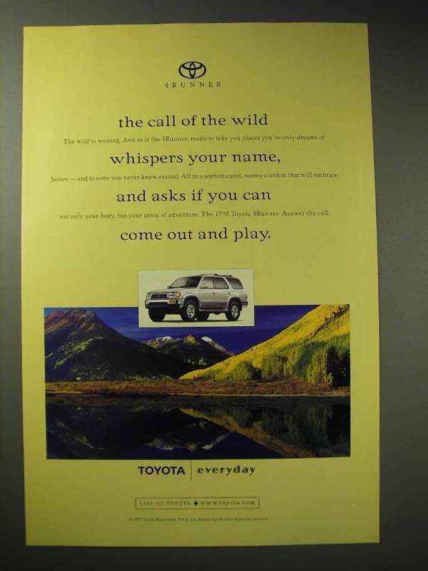 1998 Toyota 4Runner Ad - The Call of the Wild - $18.49