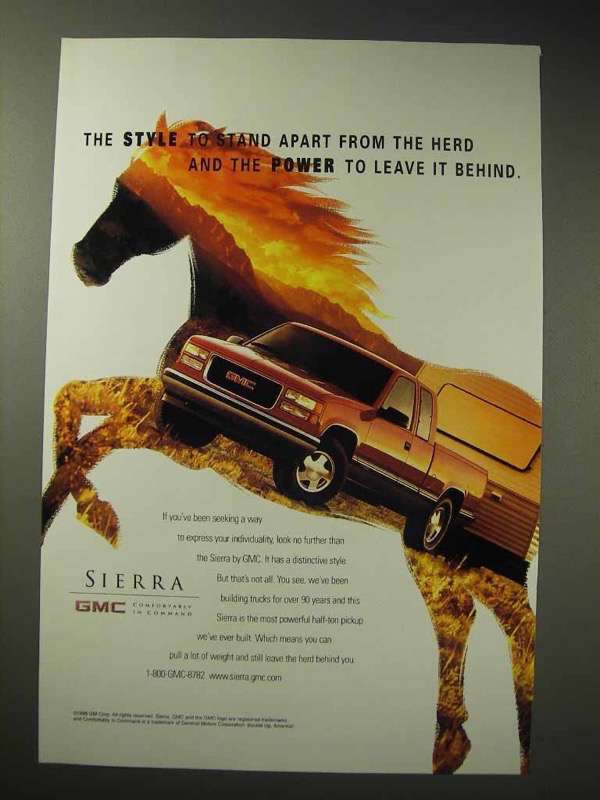 Primary image for 1998 GMC Sierra Truck Ad - Stand Apart From the Herd