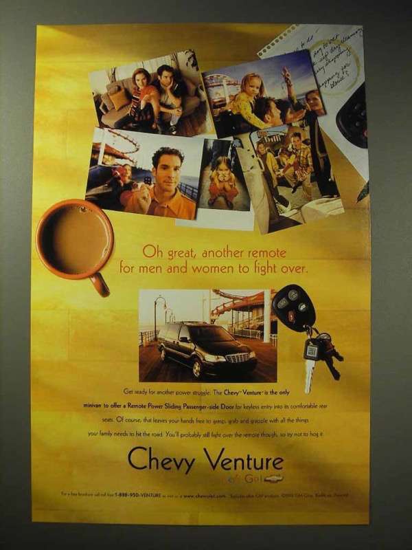 1998 Chevy Venture Ad - Another Remote to Fight Over - £14.78 GBP