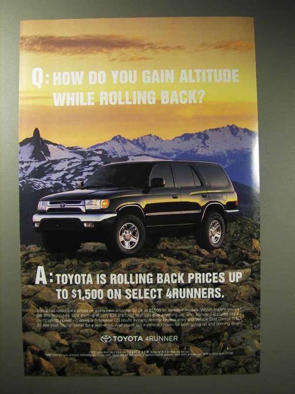 2001 Toyota 4Runner Ad - Gain Altitude Rolling Back - $18.49