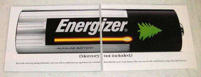 1993 Energizer Battery Ad - Mercury Not Included - $18.49