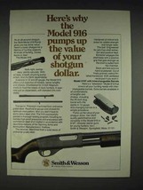 1978 Smith &amp; Wesson 916 Pump Shotgun Ad - £14.53 GBP