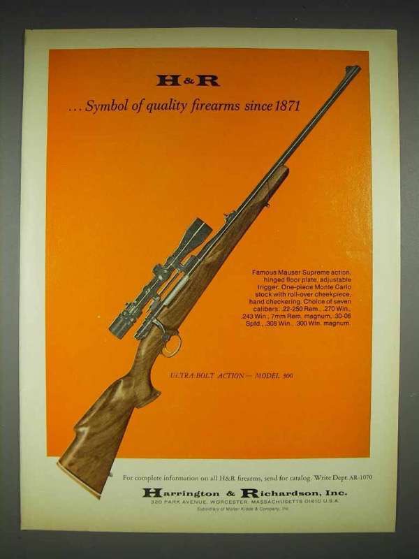 1970 H&R Ultra Bolt Action - Model 300 Rifle Ad - $18.49