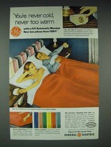 1956 General Electric Blanket Ad - You're Never Cold - $18.49