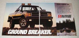 1989 2-page Dodge Dakota 4x4 Pickup Truck Ad - Ground Breaker - $18.49