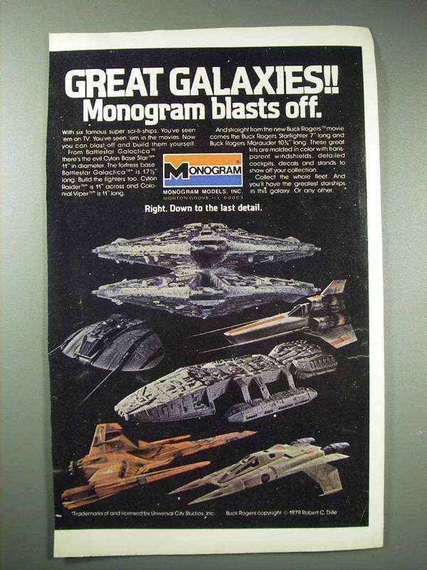 Primary image for 1980 Monogram Model Ad, Batlestar Galactica Buck Rogers