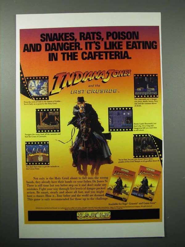 Primary image for 1992 U.S. Gold Indiana Jones Last Crusade Video Game Ad