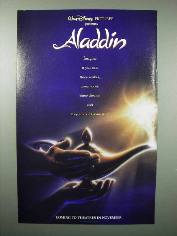 1992 Walt Disney Aladdin Movie Ad - Three Wishes - $18.49