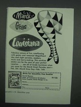 1956 Louisiana Tourism Ad - Mardi Gras - £14.49 GBP