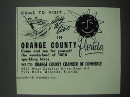 1955 Orange County Florida Tourism Ad - Come to Visit - £14.45 GBP