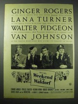 1945 Weekend at the Waldorf Movie Ad - Ginger Rogers - £14.49 GBP