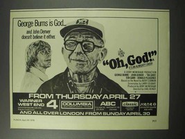 1978 Oh, God Movie Ad - George Burns, John Denver - £14.45 GBP