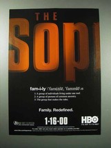 1999 HBO The Sopranos TV Series Ad - Family Redefined - £14.52 GBP