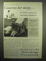 1933 Burroughs Electric Carriage Typewriter Ad - Energy - $18.49