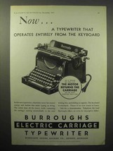 1933 Burroughs Electric Carriage Typewriter Ad - Operates From Keyboard - $18.49