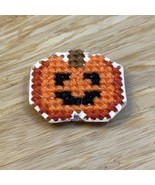 Vintage Halloween Jack O Lantern Pumpkin Counted Cross Stitch Pin KG JD - £9.38 GBP