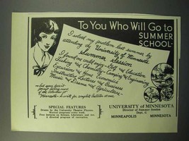 1933 University of Minnesota Ad - Go to Summer School - £14.62 GBP