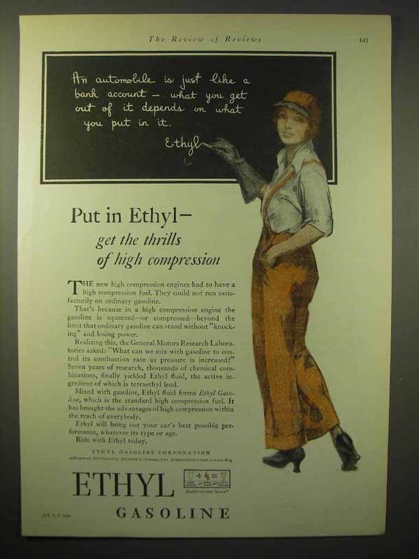 Primary image for 1929 Ethyl Gasoline Ad - Thrills of High Compression
