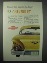 1958 Chevrolet Impala Car Ad - Anniversary Gold - $18.49