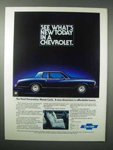 1978 Chevrolet Monte Carlo Car Ad - What's New Today - $18.49