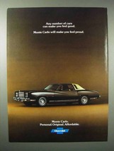 1977 Chevrolet Monte Carlo Car Ad - Make You Feel Good - $18.49