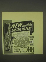 1936 Conn Saxophone Ad - Models Easier to Play - $18.49