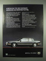 1986 Cadillac Eldorado Car Ad - Redesigned Redefined - £14.77 GBP