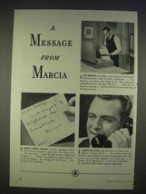 1940 Bell Telephone Ad - A Message From Marcia - £14.65 GBP