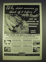 1940 Zenith Safety Foot Control Auto Radio Ad - £14.61 GBP