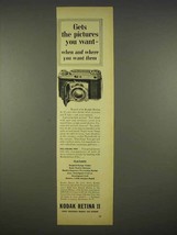 1938 Kodak Retina II Camera Ad - Gets The Pictures - $18.49