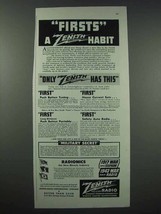 1943 Zenith Radio Ad - Firsts a Habit - $18.49