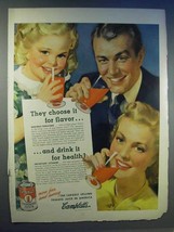 1942 Campbell's Tomato Juice Ad - Choose For Flavor - $18.49