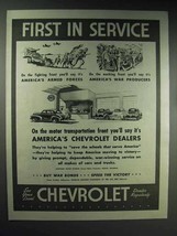 1944 Chevrolet Car Ad - First in Service - £14.73 GBP