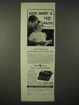 1935 Remington Portable Typewriter Ad - A Raise - $18.49