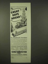 1935 Greyhound Lines Bus Ad - Great Days Ahead - £14.55 GBP