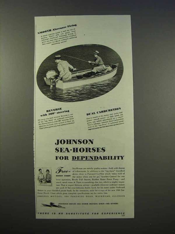 Primary image for 1946 Johnson Sea-Horses Outboard Motors Ad