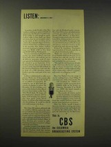 1944 CBS Columbia Broadcasting System Ad - Nov 27, 1944 - $18.49
