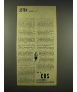 1944 CBS Columbia Broadcasting System Ad - Nov 27, 1944 - £14.78 GBP