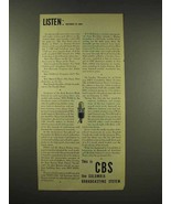 1944 CBS Columbia Broadcasting System Ad - Nov 25 - £14.78 GBP